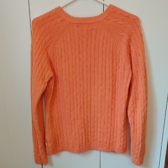 Tommy Hilfiger Orange Crew Neck Cable Knit Sweater - Picture 3 of 4